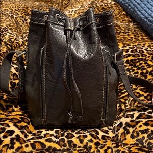 Jack George’s Black Leather Drawstring Bag